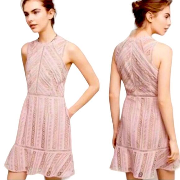 HD in Paris Dresses & Skirts - ANTHROPOLOGIE HD IN PARIS Sleeveless Lace Pink Midi Dress Medium M